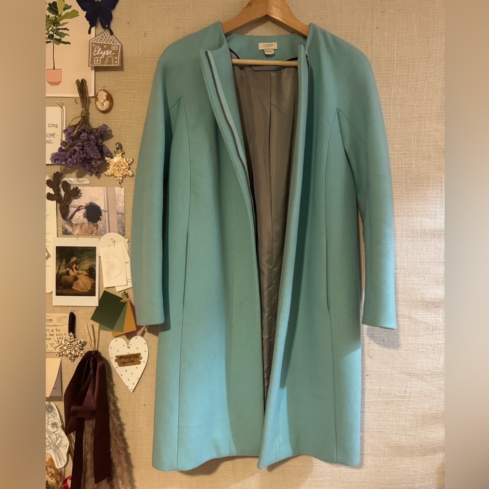 J crew mint turquoise city coat, worn a few times, in great condition